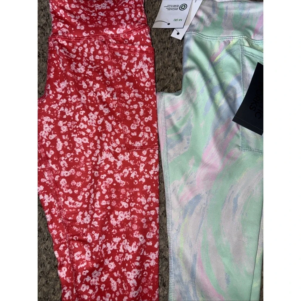 Lot Of 2 ATHLETIC WORKS Girls Leggings W/Pockets M 8-10